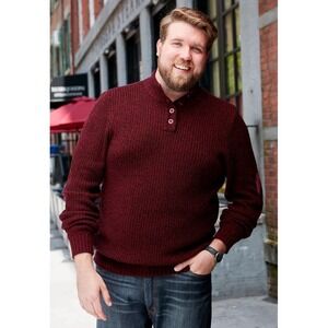 King‎ Size Henley Shaker Sweater Size 2xlt Red